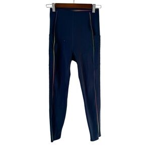 Sweaty Betty Power 7/8 High Waist Leggings Blue Rainbow Piping Women's Small